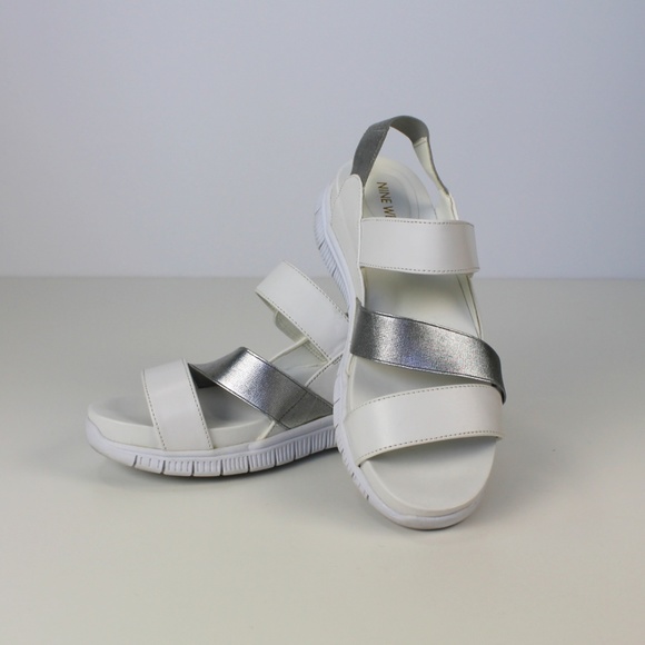 Nine West Shoes - Nine West Hillard Sandal, white/silver, Sz 11 us